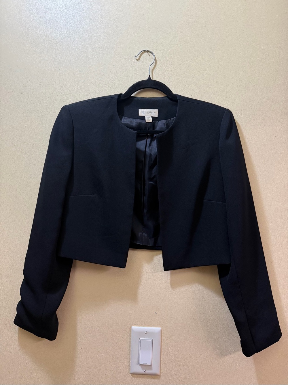 Liz Claiborne Black Cropped Open-Front Blazer Jacket - Women